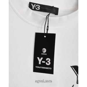 Y-3/胸元の定番アルファベット柄高密度ビロード刺繍ロゴロゴ長袖Tシャツ