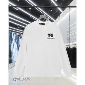 Y-3秋冬新作胸もと定番アルファベット柄ヘッダー丸首長袖Tシャツ