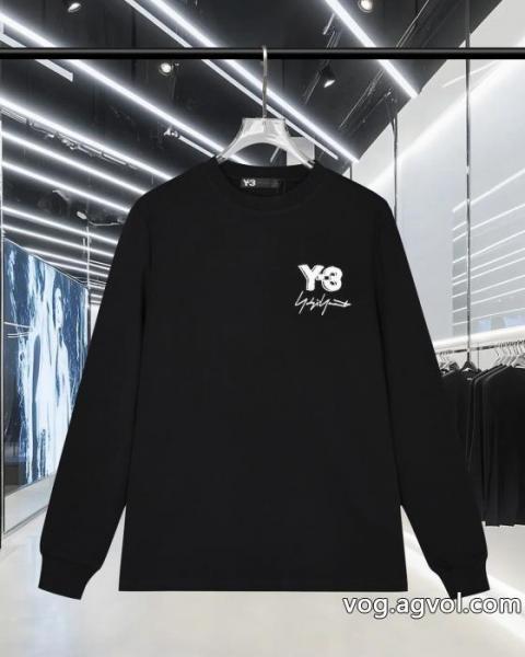 Y-3秋冬新作胸もと定番アルファベット柄ヘッダー丸首長袖Tシャツ 0